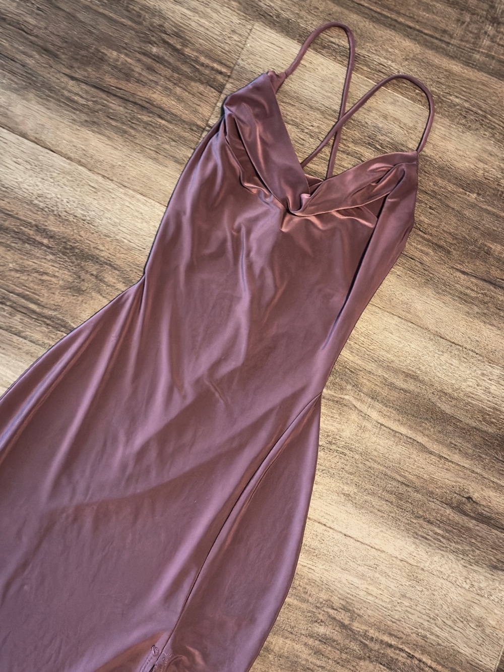 Windsor Mauve Satin-Look Midi Dress with Cowl Neck